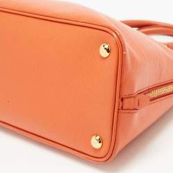 Pre Owned Prada Orange Saffiano Lux Leather Dome Satchel