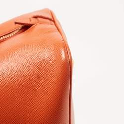 Pre Owned Prada Orange Saffiano Lux Leather Dome Satchel