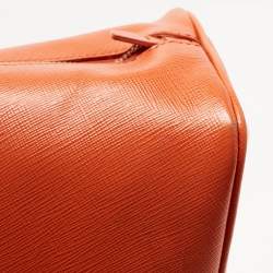 Pre Owned Prada Orange Saffiano Lux Leather Dome Satchel