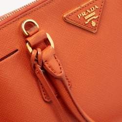 Pre Owned Prada Orange Saffiano Lux Leather Dome Satchel