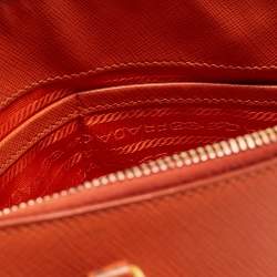 Pre Owned Prada Orange Saffiano Lux Leather Dome Satchel