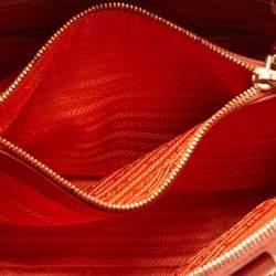 Pre Owned Prada Orange Saffiano Lux Leather Dome Satchel