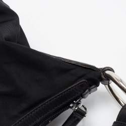 Pre Owned Prada Black Nylon and Leather Logo Shoulder Bag