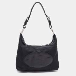 Pre Owned Prada Black Nylon and Leather Logo Shoulder Bag