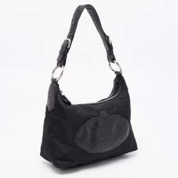 Pre Owned Prada Black Nylon and Leather Logo Shoulder Bag