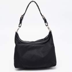 Pre Owned Prada Black Nylon and Leather Logo Shoulder Bag