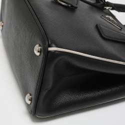 Pre Owned Prada Black/White Saffiano Lux Leather Small Galleria Tote