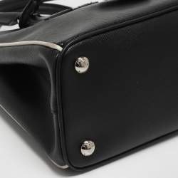 Pre Owned Prada Black/White Saffiano Lux Leather Small Galleria Tote