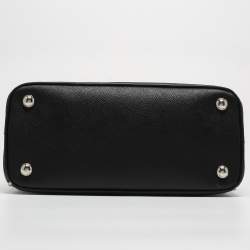 Pre Owned Prada Black/White Saffiano Lux Leather Small Galleria Tote