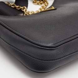 Pre Owned Prada Black Saffiano Lux Leather Mini Pochette Bag