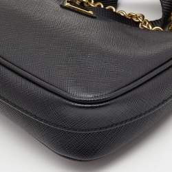 Pre Owned Prada Black Saffiano Lux Leather Mini Pochette Bag