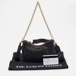 Pre Owned Prada Black Saffiano Lux Leather Mini Pochette Bag
