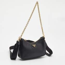 Pre Owned Prada Black Saffiano Lux Leather Mini Pochette Bag