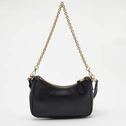 Pre Owned Prada Black Saffiano Lux Leather Mini Pochette Bag