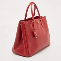 Pre Owned Prada Red Saffiano Lux Leather Large Gardener's Tote