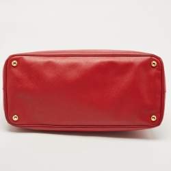 Pre Owned Prada Red Saffiano Lux Leather Large Gardener's Tote