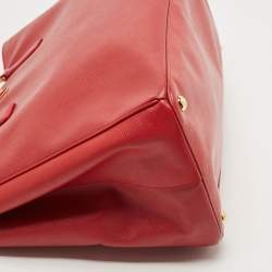 Pre Owned Prada Red Saffiano Lux Leather Large Gardener's Tote