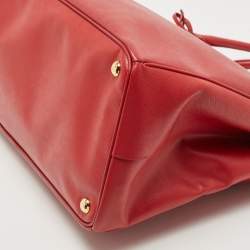 Pre Owned Prada Red Saffiano Lux Leather Large Gardener's Tote
