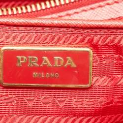 Pre Owned Prada Red Saffiano Lux Leather Large Gardener's Tote