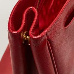 Pre Owned Prada Red Saffiano Lux Leather Large Gardener's Tote
