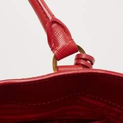 Pre Owned Prada Red Saffiano Lux Leather Large Gardener's Tote