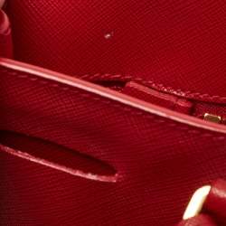 Pre Owned Prada Red Saffiano Lux Leather Large Gardener's Tote
