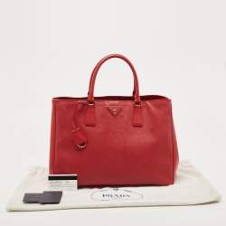 Pre Owned Prada Red Saffiano Lux Leather Large Gardener's Tote