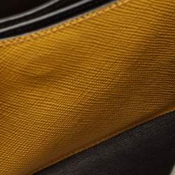 Pre Owned Prada Yellow Saffiano Leather Double Turn Lock Chain Shoulder Bag