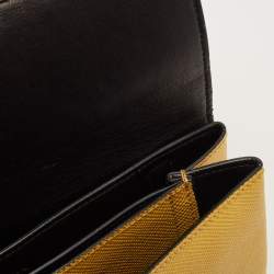 Pre Owned Prada Yellow Saffiano Leather Double Turn Lock Chain Shoulder Bag