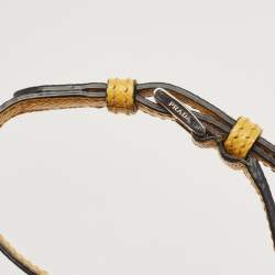 Pre Owned Prada Yellow Saffiano Leather Double Turn Lock Chain Shoulder Bag