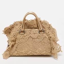 Prada Gold Lace Pizzo S Bowler Bag