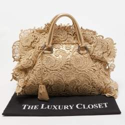 Prada Gold Lace Pizzo S Bowler Bag