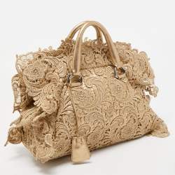 Prada Gold Lace Pizzo S Bowler Bag