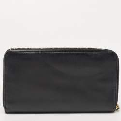 Prada Black Saffiano Leather Zip Around Clutch