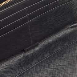 Prada Black Saffiano Leather Zip Around Clutch
