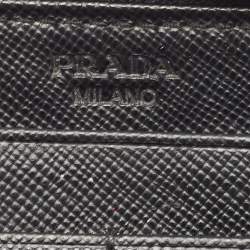 Prada Black Saffiano Leather Zip Around Clutch