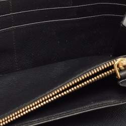 Prada Black Saffiano Leather Zip Around Clutch