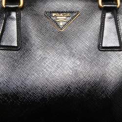 Pre Owned Prada Tri Color Saffiano Patent Leather Pyramid Frame Satchel