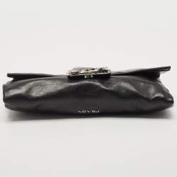 Pre Owned Prada Black Leather Vitello Mordo Flap Clutch