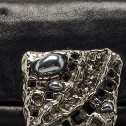 Pre Owned Prada Black Leather Vitello Mordo Flap Clutch