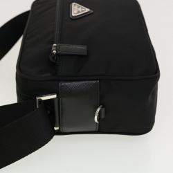Pre Owned Prada Black Nylon logo Shoulder Bag