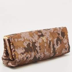 Prada Gold Sequin Frame Clutch