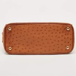 Pre Owned Prada Brown Ostrich Medium Galleria Tote