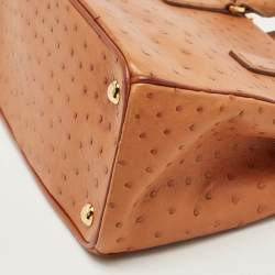 Pre Owned Prada Brown Ostrich Medium Galleria Tote