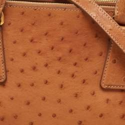 Pre Owned Prada Brown Ostrich Medium Galleria Tote