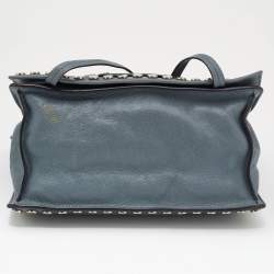 Pre Owned Prada Grey Leather Studded Etiquette Crossbody Bag