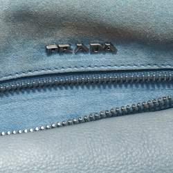 Pre Owned Prada Grey Leather Studded Etiquette Crossbody Bag