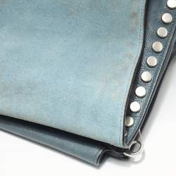 Pre Owned Prada Grey Leather Studded Etiquette Crossbody Bag
