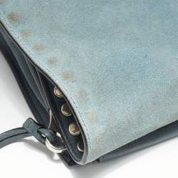 Pre Owned Prada Grey Leather Studded Etiquette Crossbody Bag