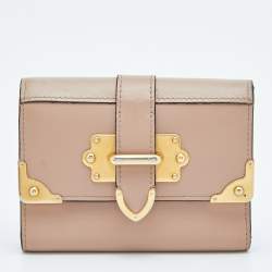 Prada Beige Leather Cahier Trifold Wallet